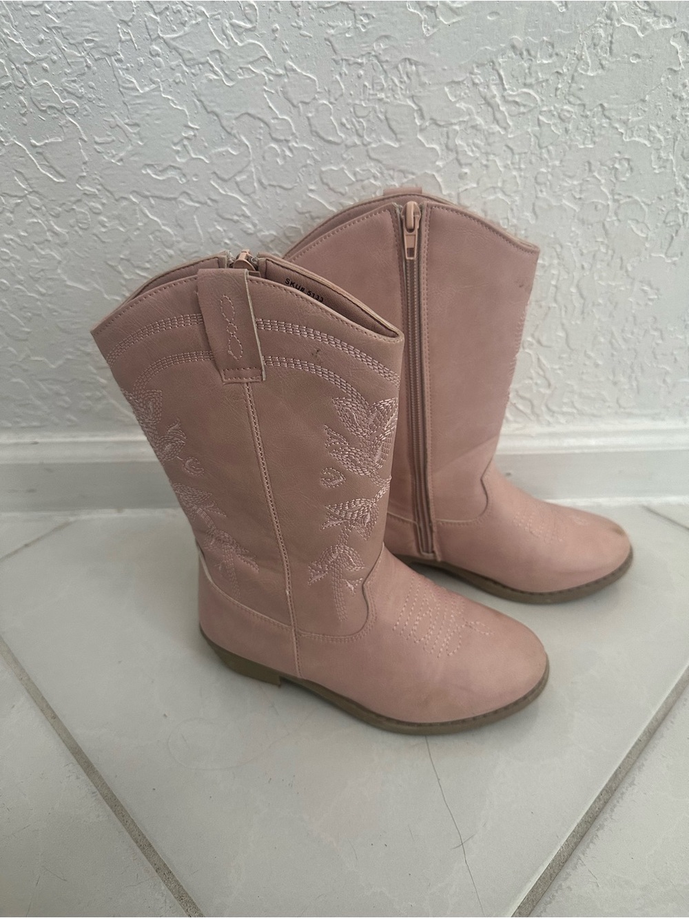 Kensie Girl Dusty Pink Mid-Calf Western Boots with Side Zip